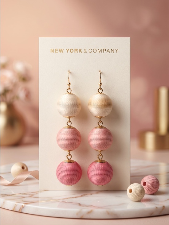 New York & Company Jewelry - New York & Company Pink Ombre Triple Ball Drop Earrings New